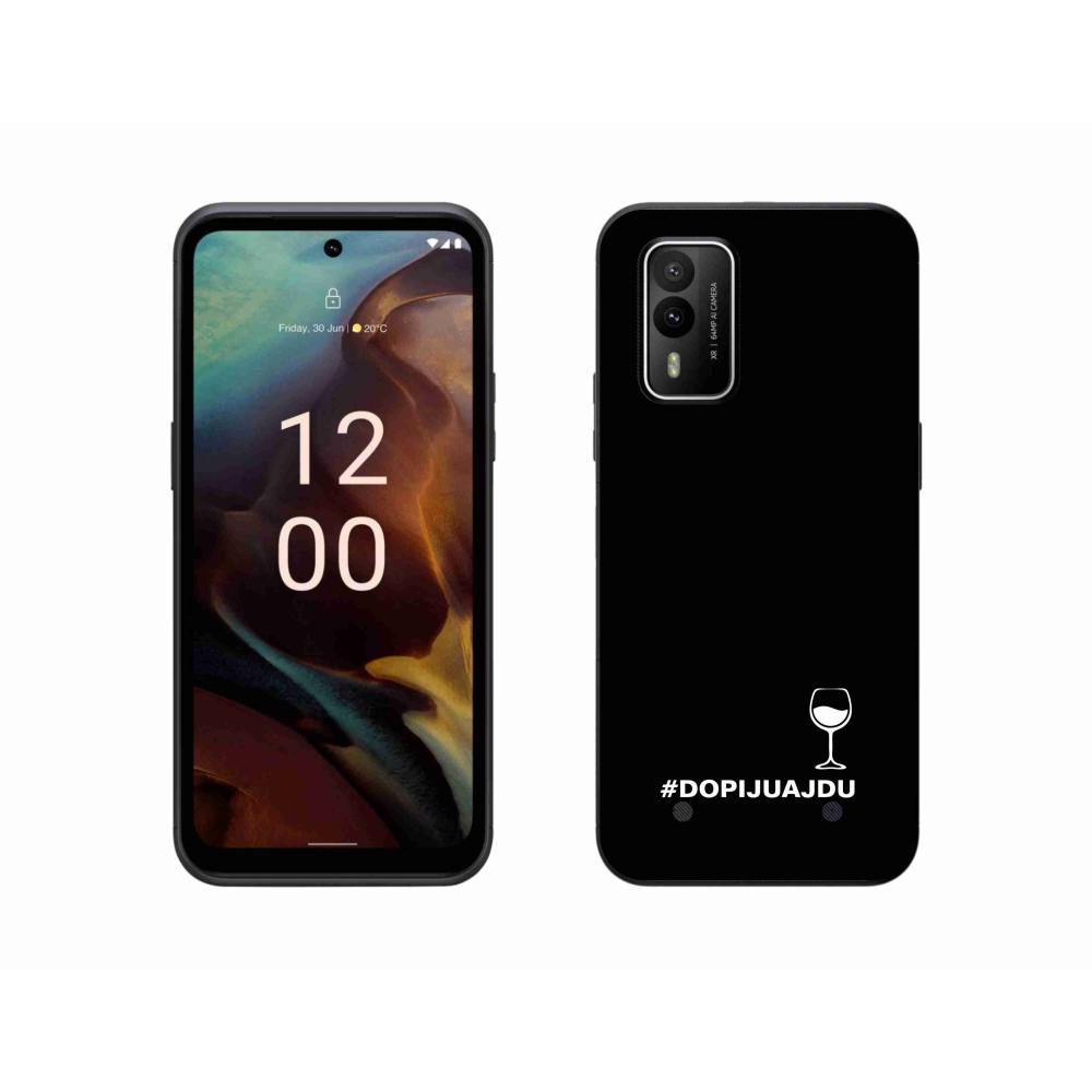 Gélový kryt mmCase na Nokia XR21 - vínny motív čierne pozadie