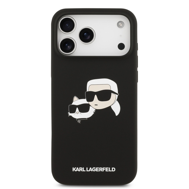 Karl Lagerfeld Liquid Silicone Double Heads MagSafe zadný kryt pre iPhone 17 Pro Max Black