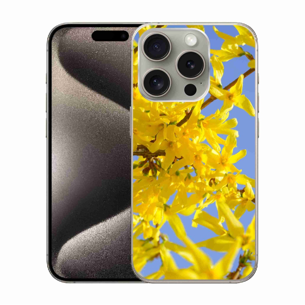 Gélový kryt mmCase na iPhone 15 Pro - žlté kvety