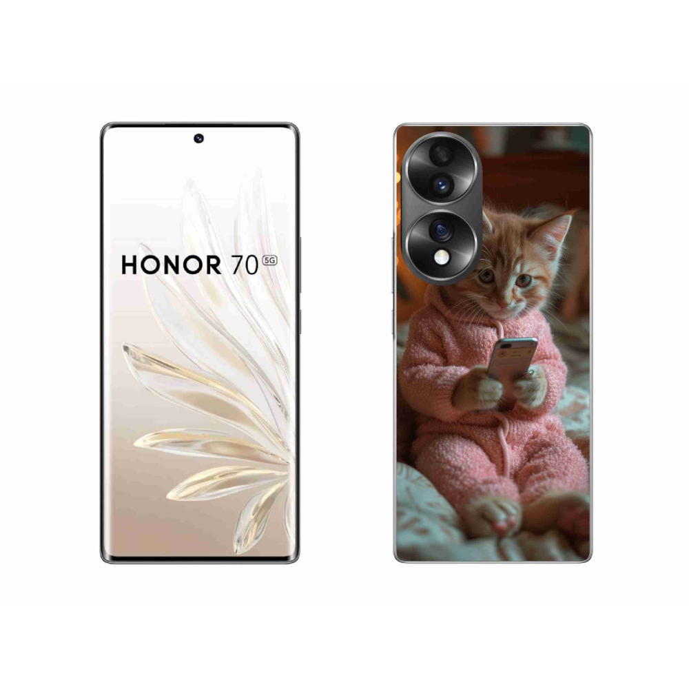 Gélový kryt mmCase na Honor 70 - mačiatko s mobilom