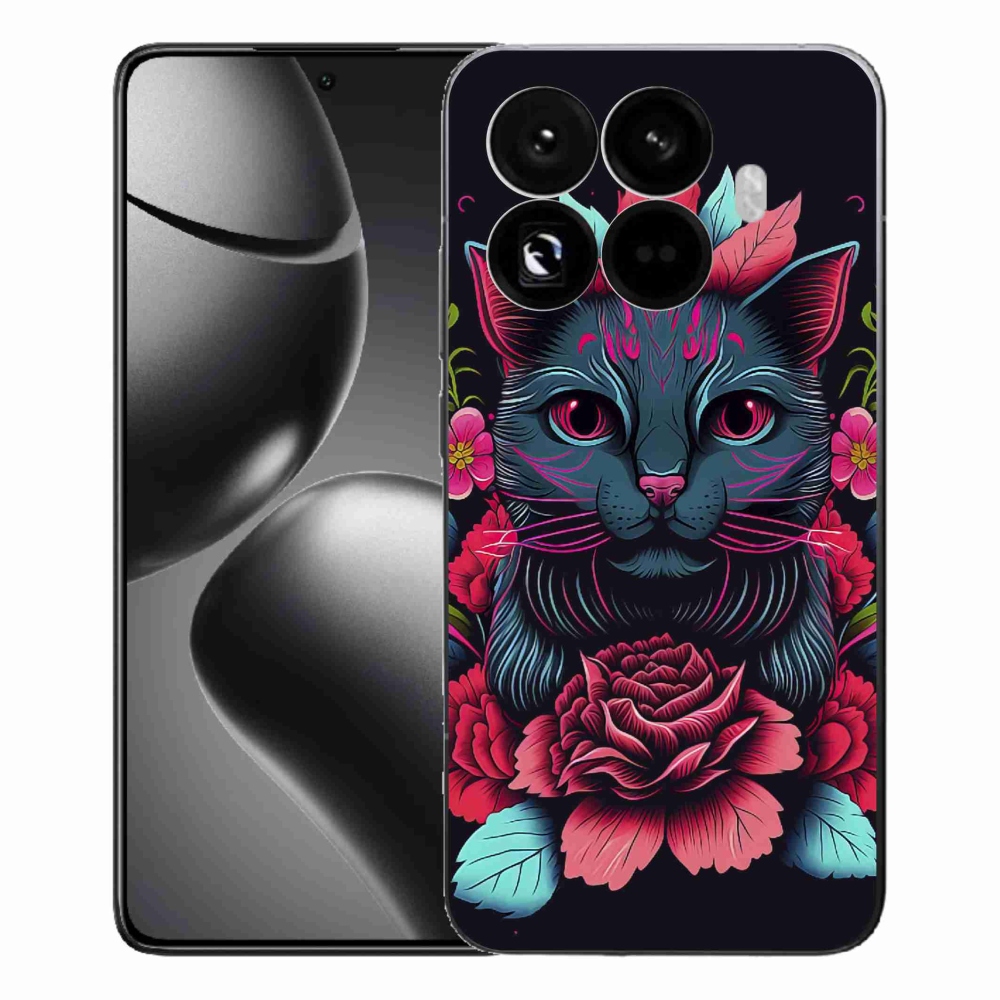Gélový kryt mmCase na Xiaomi 15T Pro - kvety a mačka