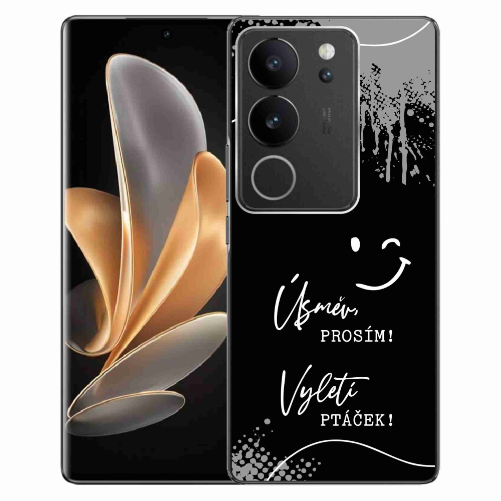 Gélový kryt mmCase na Vivo V29 5G - vtipný text 4 čierne pozadie