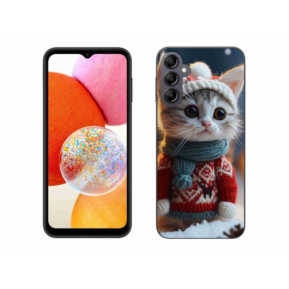 Gélový kryt mmCase na Samsung Galaxy A14 4G/5G - mačiatko vo svetri