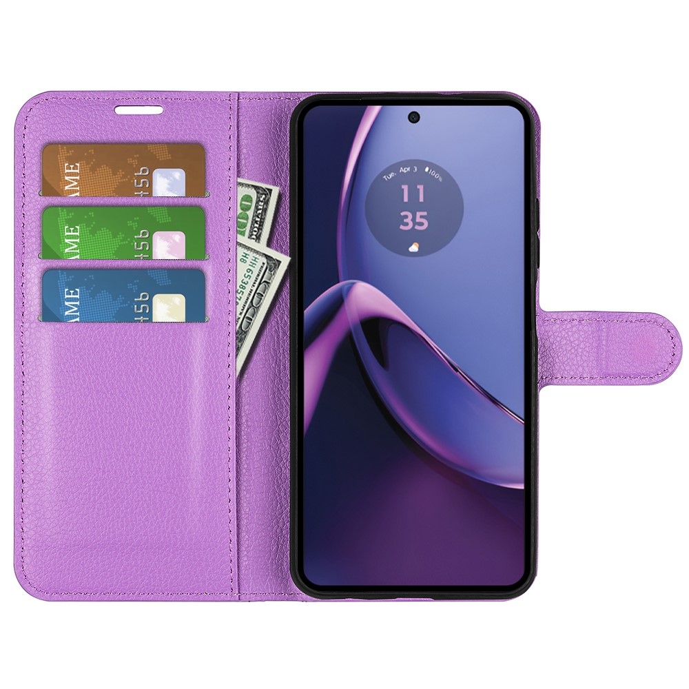 Litchi knižkové púzdro na Motorola Moto G84 5G - fialové