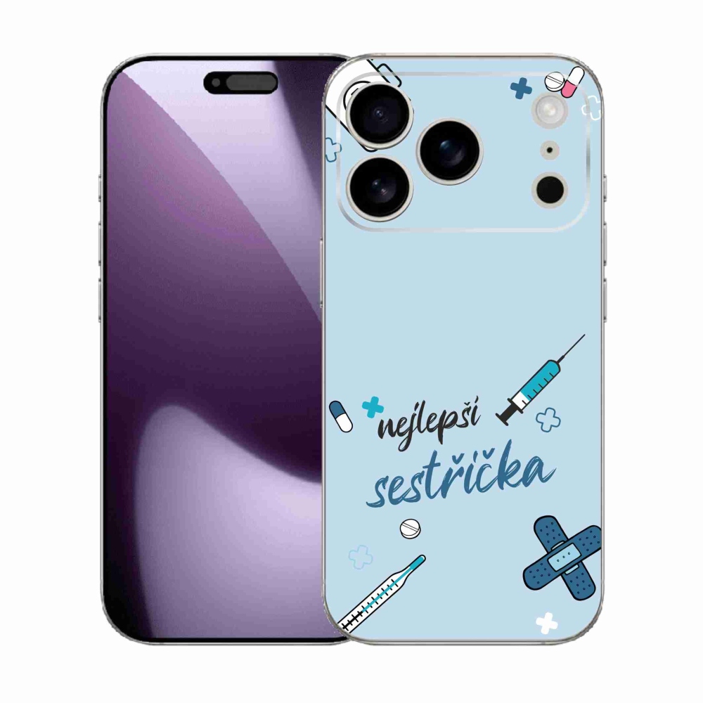 Gélový kryt mmCase na iPhone 17 Pro - najlepšia sestrička modré pozadie