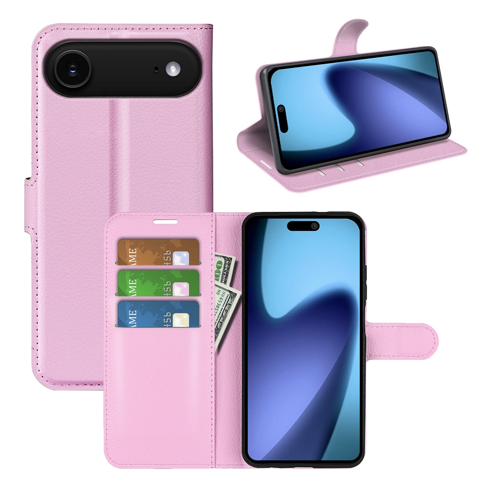 Litchi knižkové púzdro na iPhone 17 Air - ružové