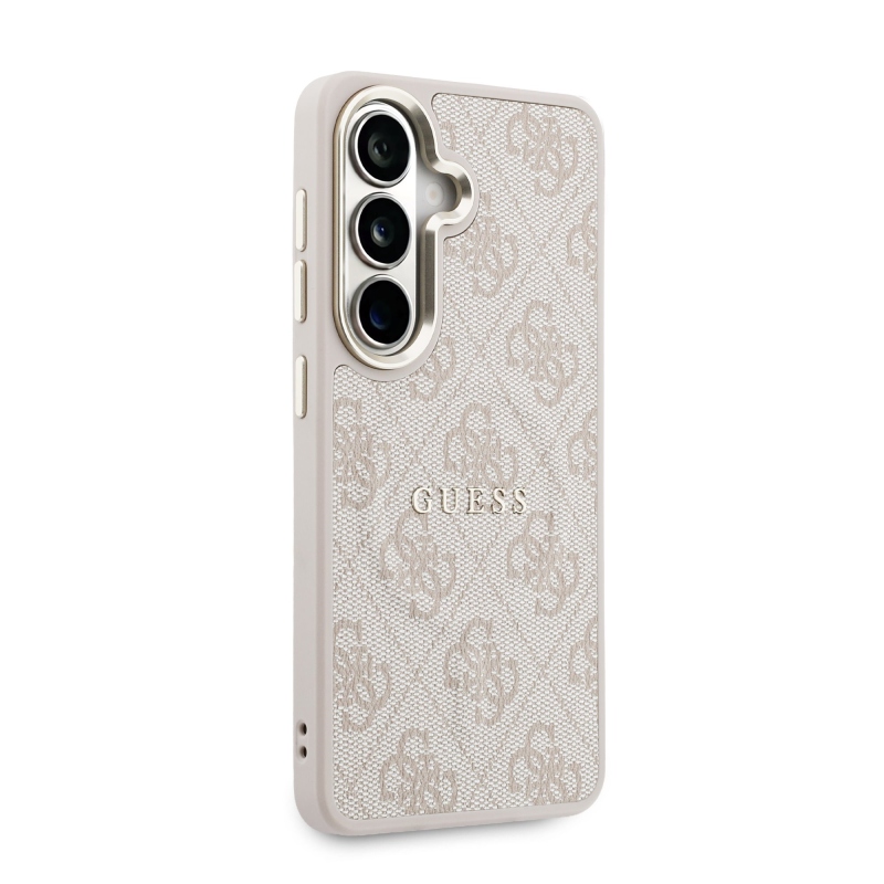 Guess PU kožený zadný kryt 4G Gold Frame s magnetickým rámom pre Samsung Galaxy S26+ Pink