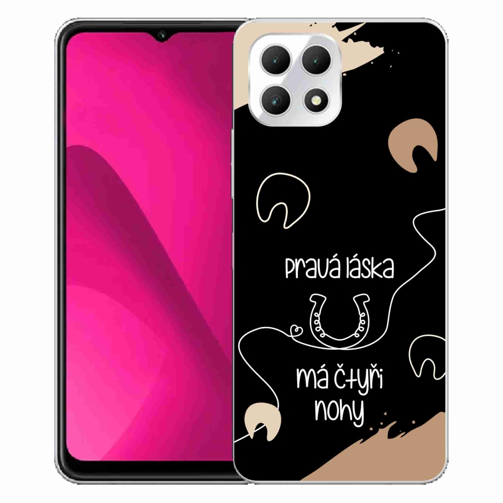 Gélový kryt mmCase na T-Mobile T Phone 2 - konský motív čierne pozadie