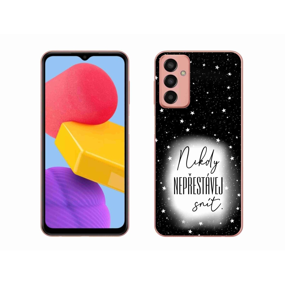 Gélový kryt mmCase na Samsung Galaxy M13 - citát 1 bieločierne pozadie