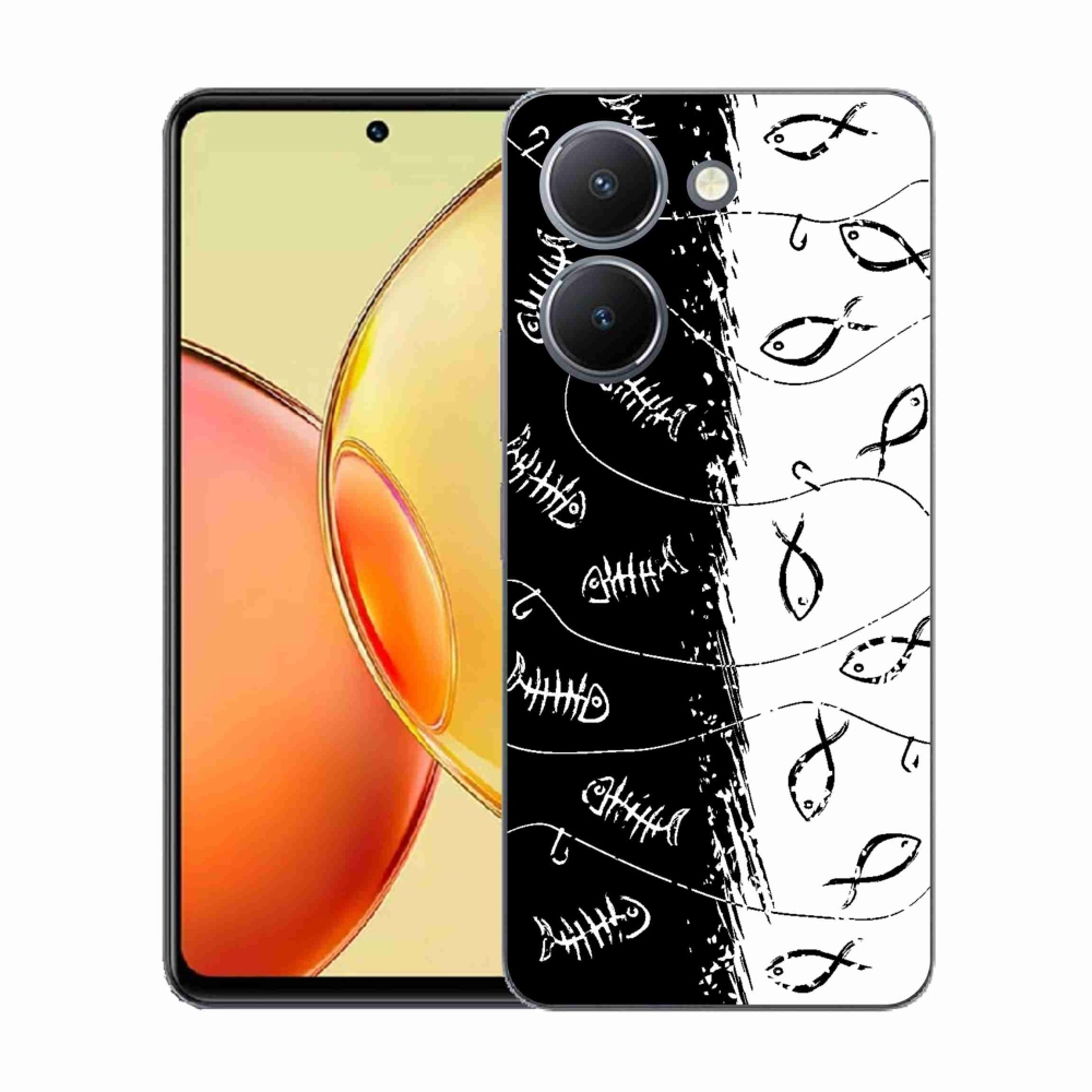 Gélový kryt mmCase na Vivo Y36 - kostry a rybky