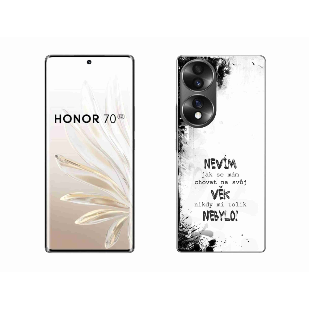 Gélový kryt mmCase na Honor 70 - vtipný text 14 biele pozadie
