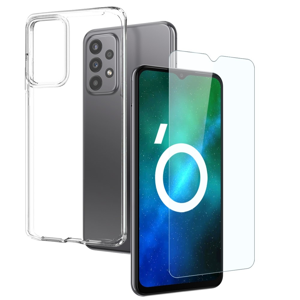 NORTHJO priehľadný gélový obal + tvrdené sklo na Samsung Galaxy A23 4G/5G - priehľadný
