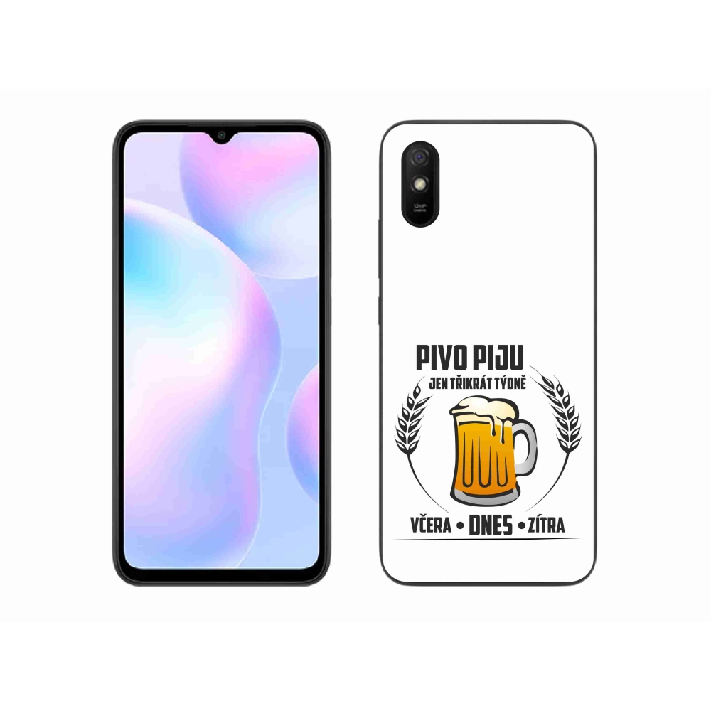 Gélový kryt mmCase na Xiaomi Redmi 9AT - pivný motív biele pozadie