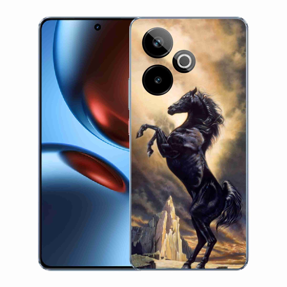 Gélový kryt mmCase na Realme GT 7 5G/GT 7T 5G - čierny kreslený kôň