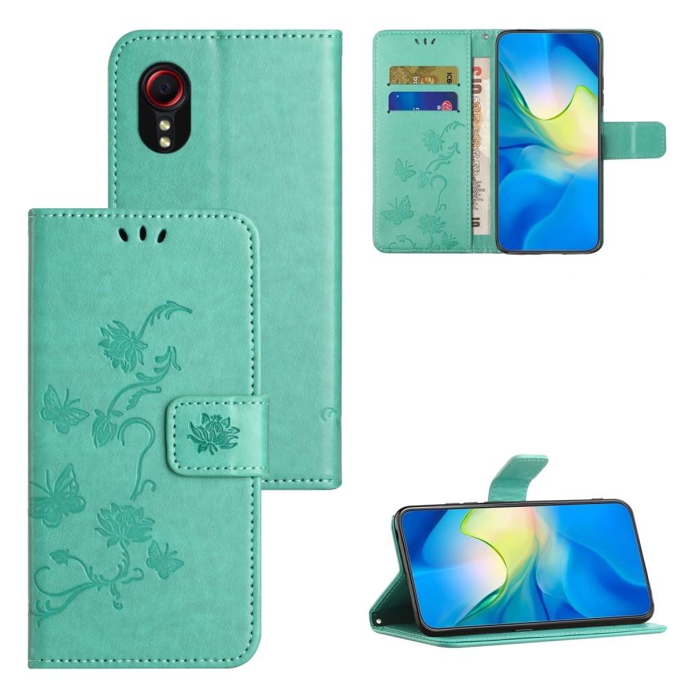 Flower knižkové púzdro na Samsung Galaxy Xcover 7 - modrozelené