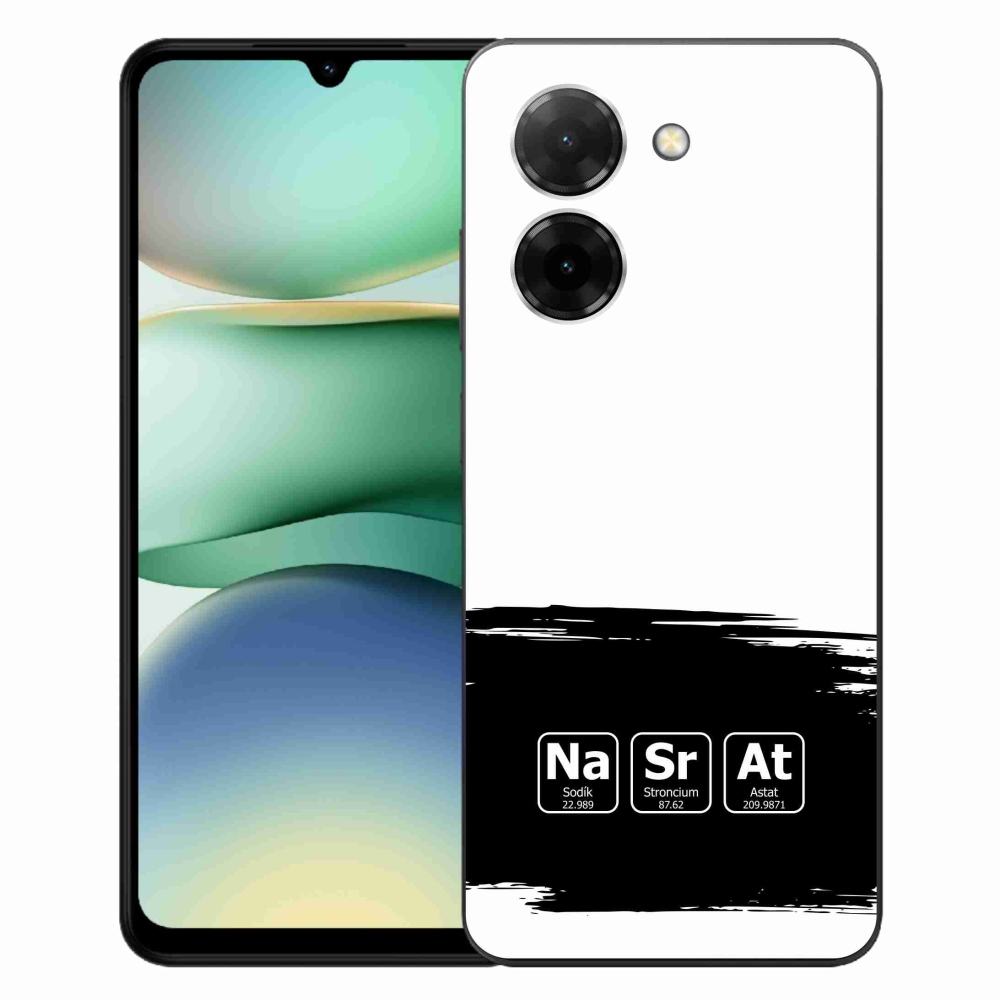 Gélový kryt mmCase na Xiaomi Redmi A5 - chemické prvky čiernobiele pozadie