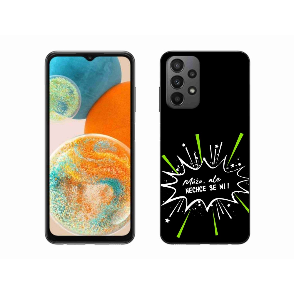 Gélový kryt mmCase na Samsung Galaxy A23 4G/5G - vtipný text 11 čierne pozadie