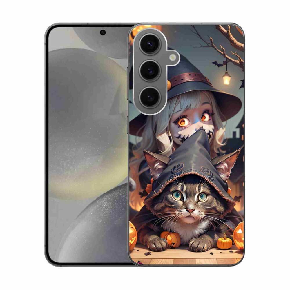 Gélový kryt mmCase na Samsung Galaxy S24 - čarodejnica s mačkou