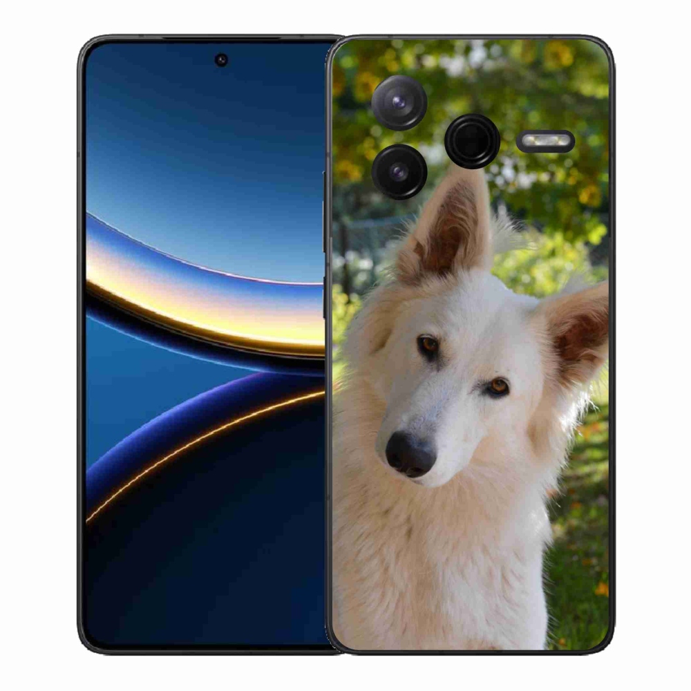Gélový kryt mmCase na Xiaomi Poco F7 Pro - biely švajčiarsky ovčiak 1