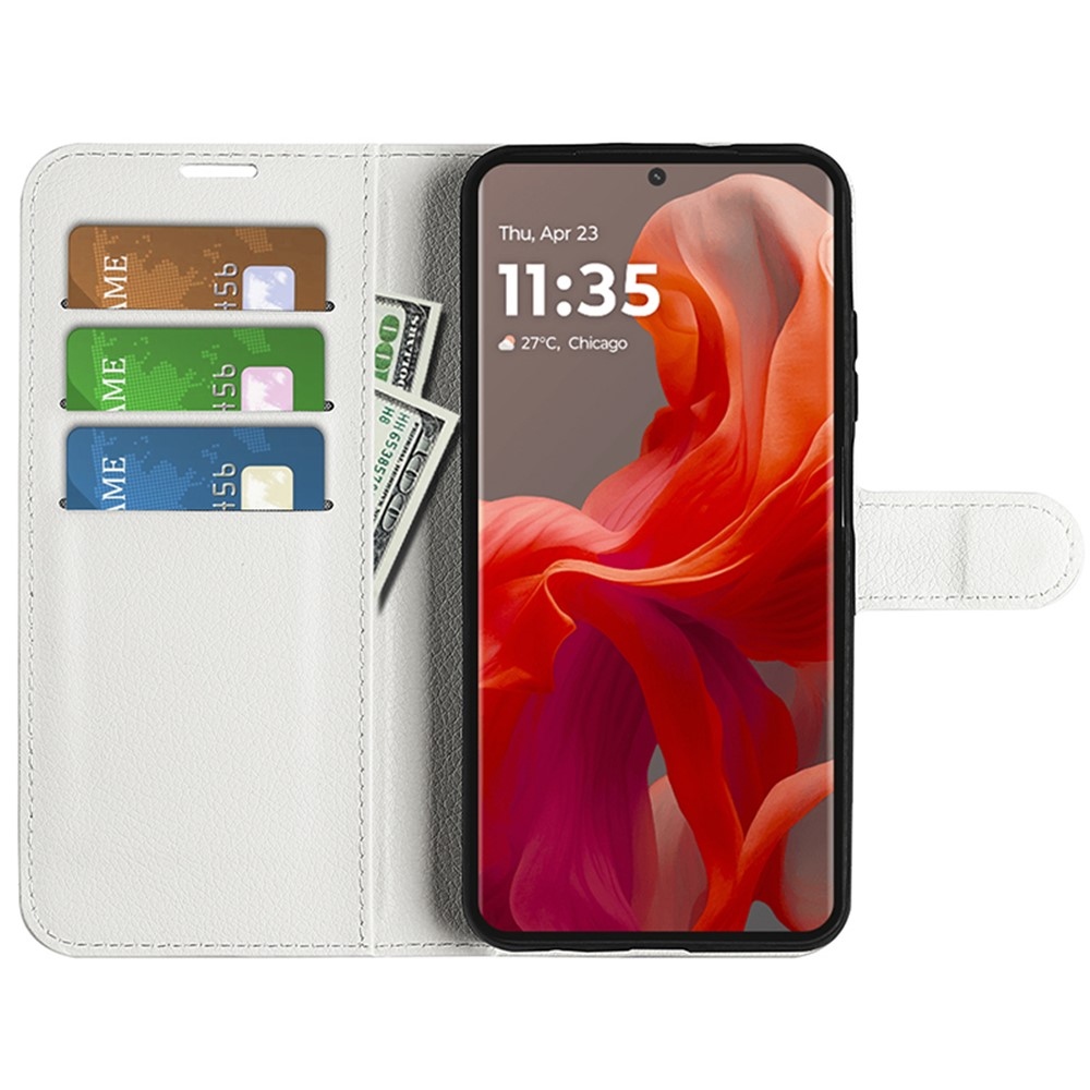 Litchi knižkové púzdro na Motorola Moto G85 5G - biele