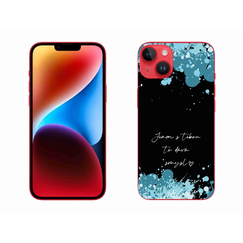 Gélový kryt mmCase na iPhone 14 Plus - zamilovaný text čierne pozadie