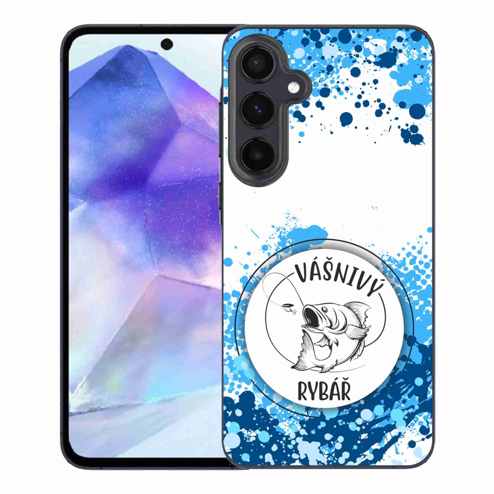 Gélový kryt mmCase na Samsung Galaxy A55 5G - vášnivý rybár biele pozadie