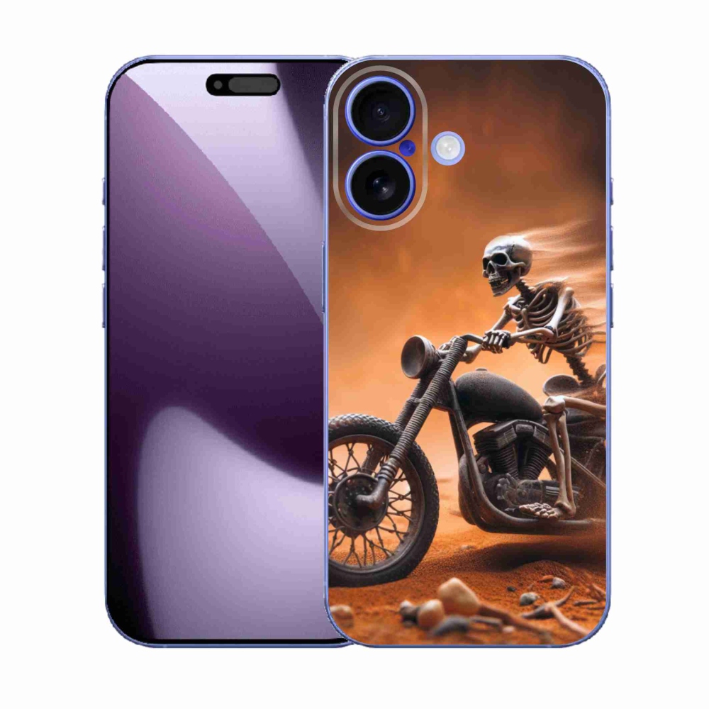Gélový kryt mmCase na iPhone 17 - kostra na motorke