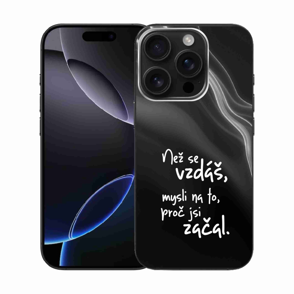 Gélový kryt mmCase na iPhone 16 Pro - citát 2 čierne pozadie