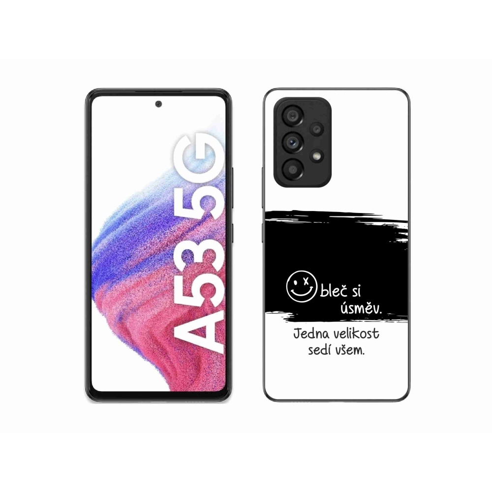 Gélový kryt mmCase na Samsung Galaxy A53 5G - vtipný text 8 čiernobiele pozadie