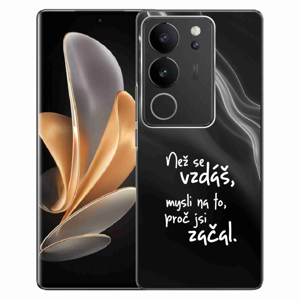 Gélový kryt mmCase na Vivo V29 5G - citát 2 čierne pozadie