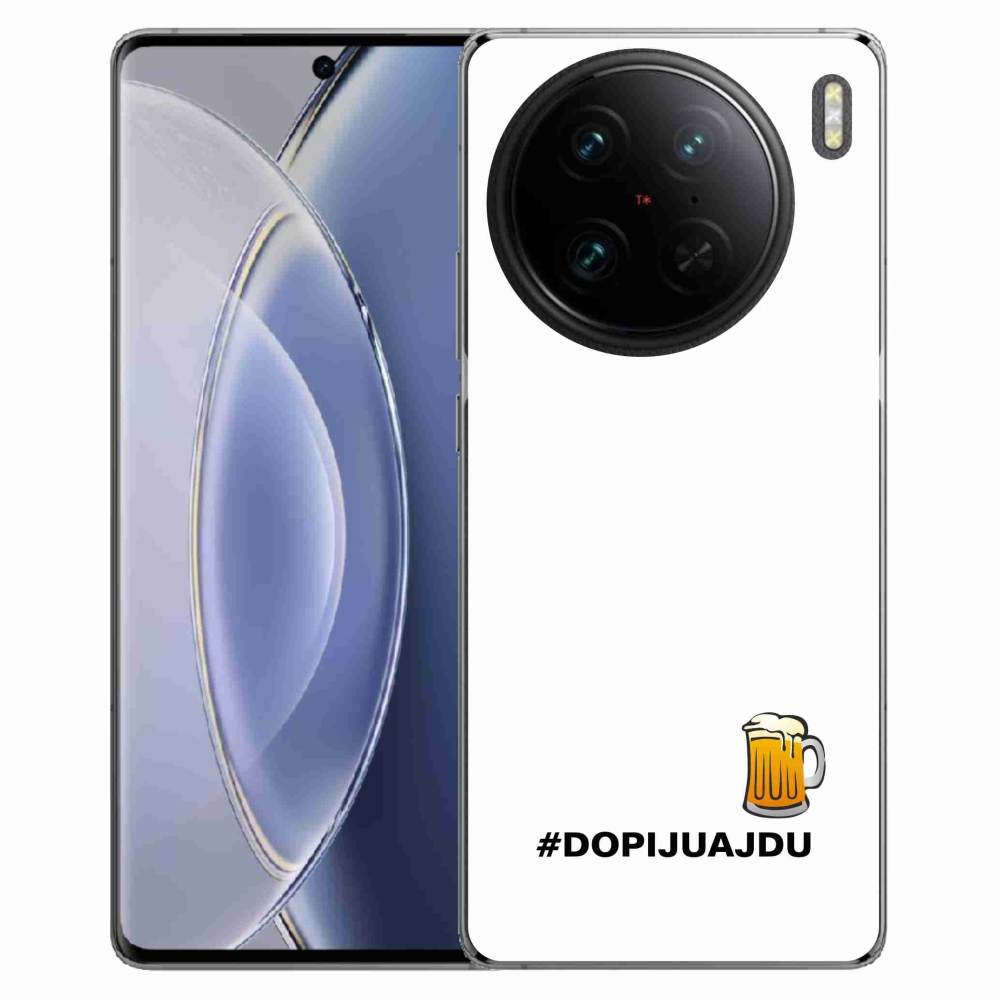 Gélový kryt mmCase na Vivo X90 Pro - pivný motív 1 biele pozadie