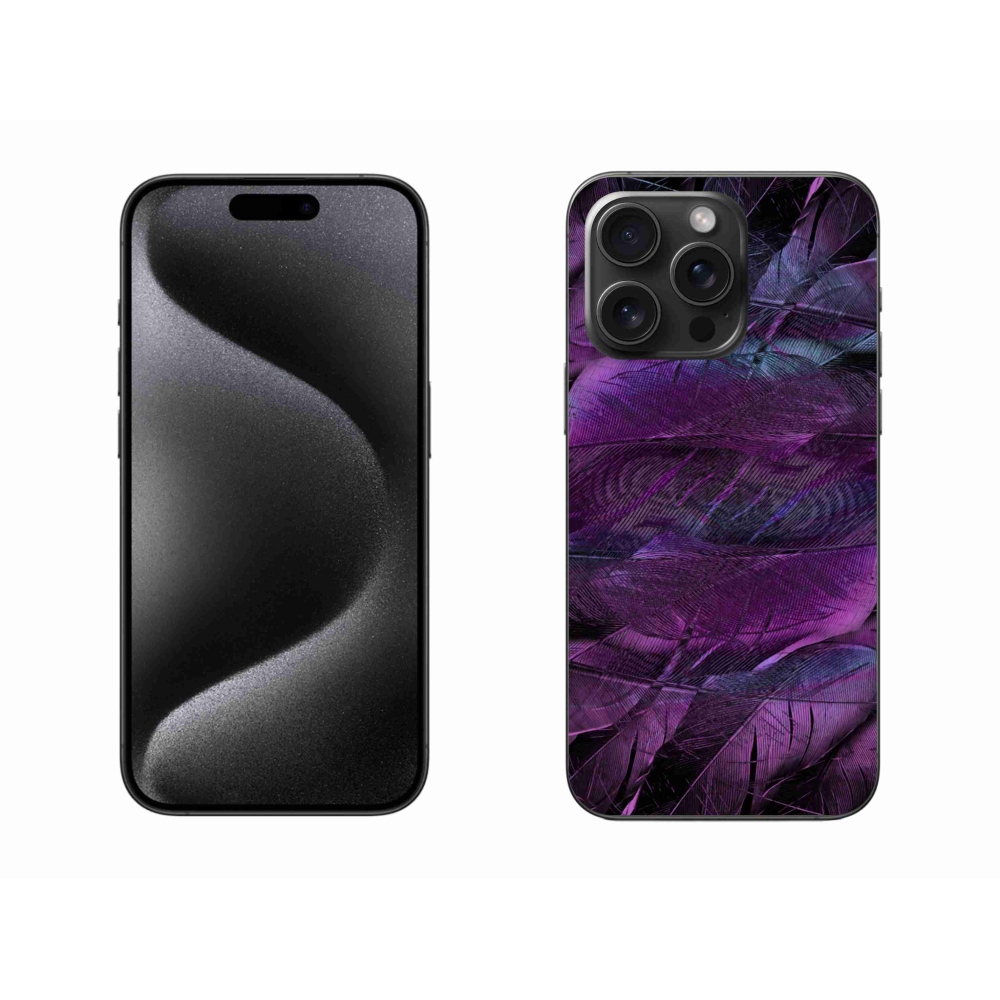 Gélový kryt mmCase na iPhone 15 Pro Max - fialové pierka