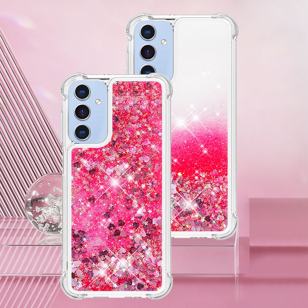 Glitter presýpacie gélový obal na Samsung Galaxy A17 5G - ružový/srdiečka