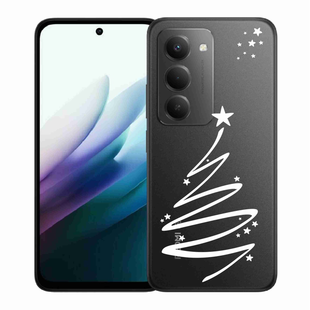 Gélový kryt mmCase na Xiaomi Redmi 15 4G/5G (171mm) - biely stromček na priehľadnom pozadí