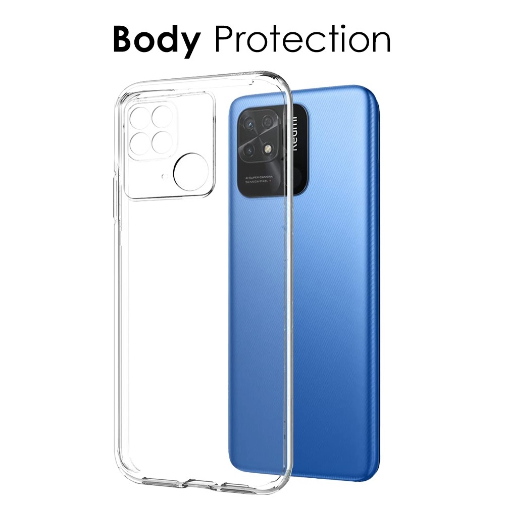 NORTHJO priehľadný gélový obal + tvrdené sklo na Xiaomi Redmi 10C - priehľadný