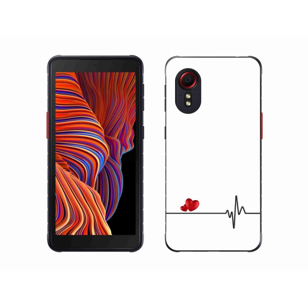 Gélový kryt mmCase na Samsung Galaxy Xcover 5 - srdce a tep biele pozadie