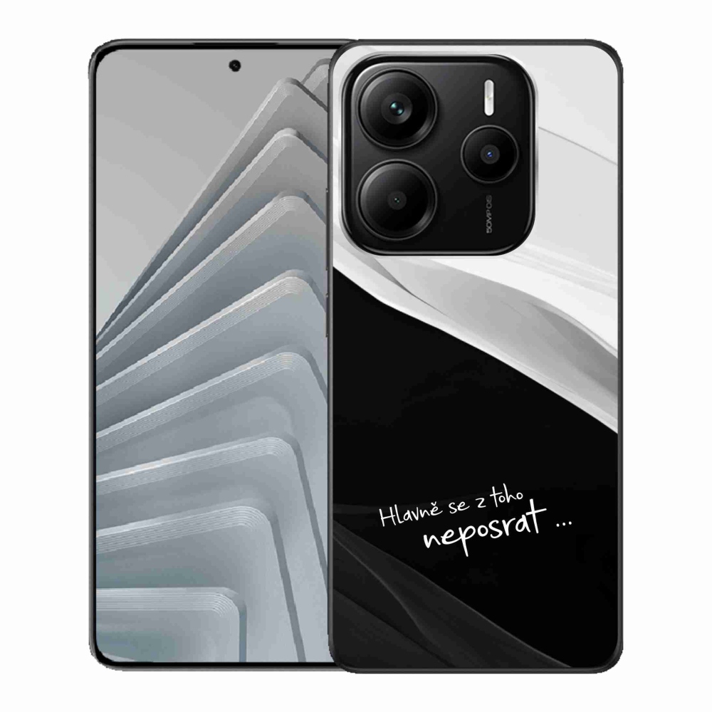 Gelový kryt mmCase na Xiaomi Redmi Note 14 5G - vtipný text 13 čiernobiele pozadie