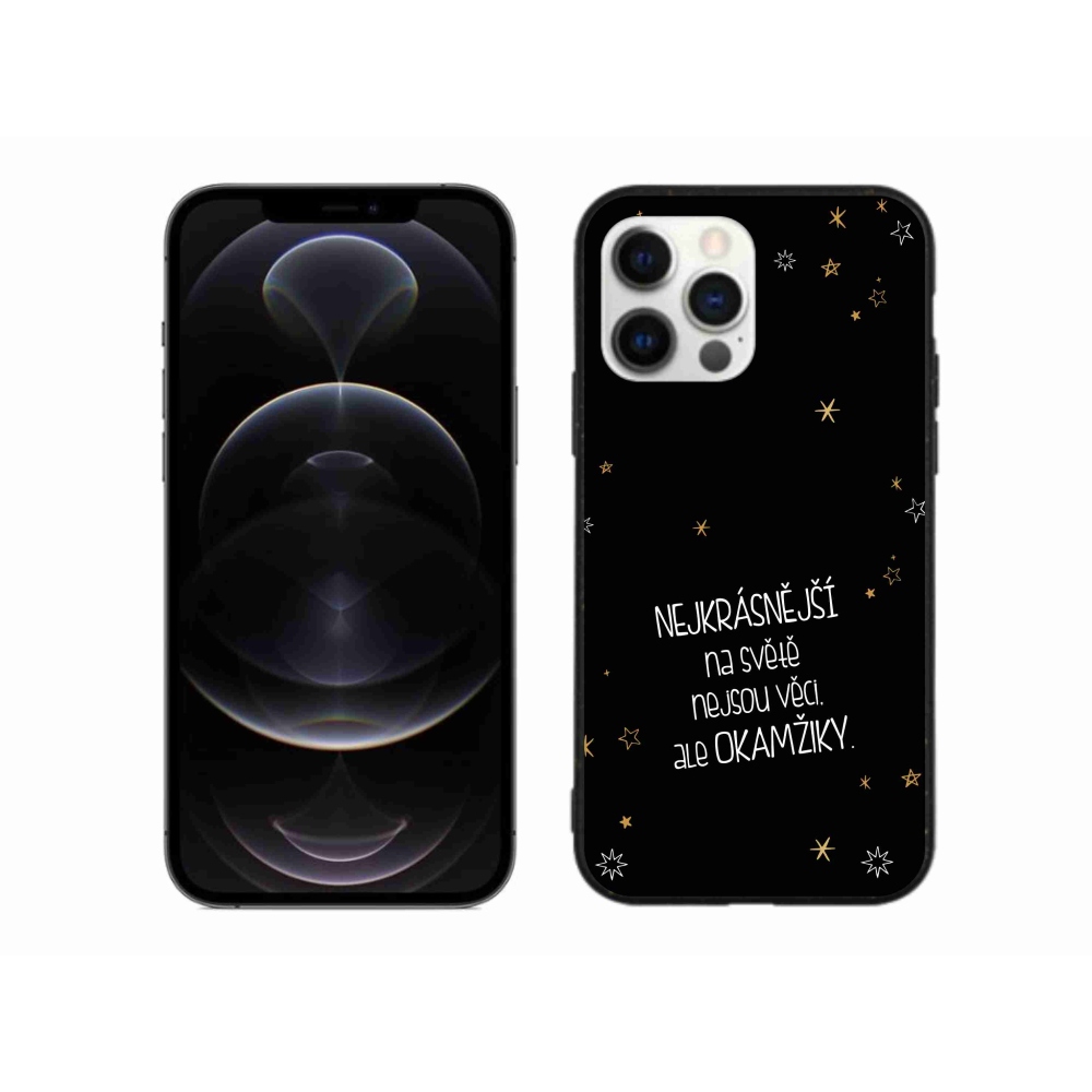 Gélový kryt mmCase na iPhone 12 Pro Max - citát 4 čierne pozadie
