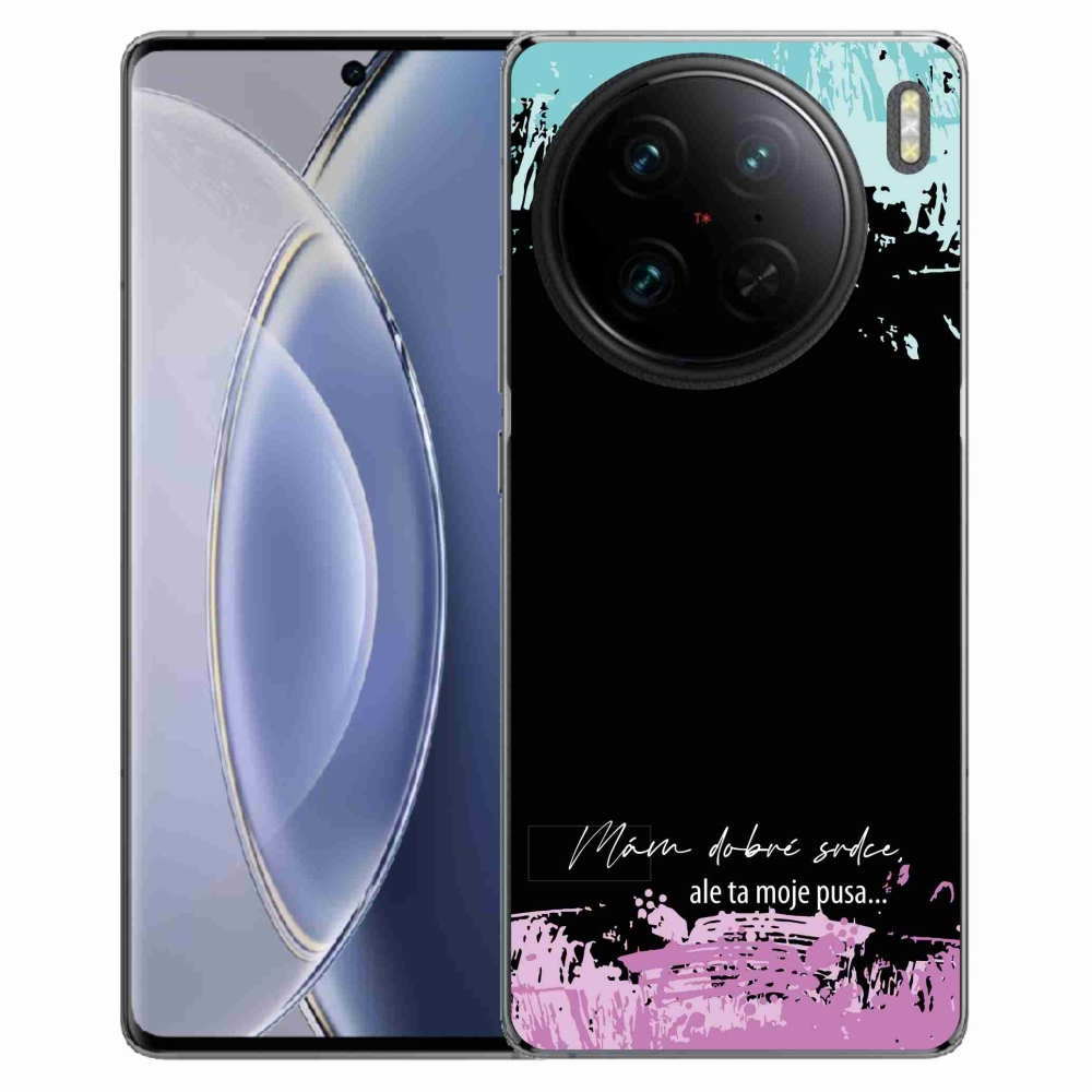 Gélový kryt mmCase na Vivo X90 Pro - vtipný text 3 čierne pozadie