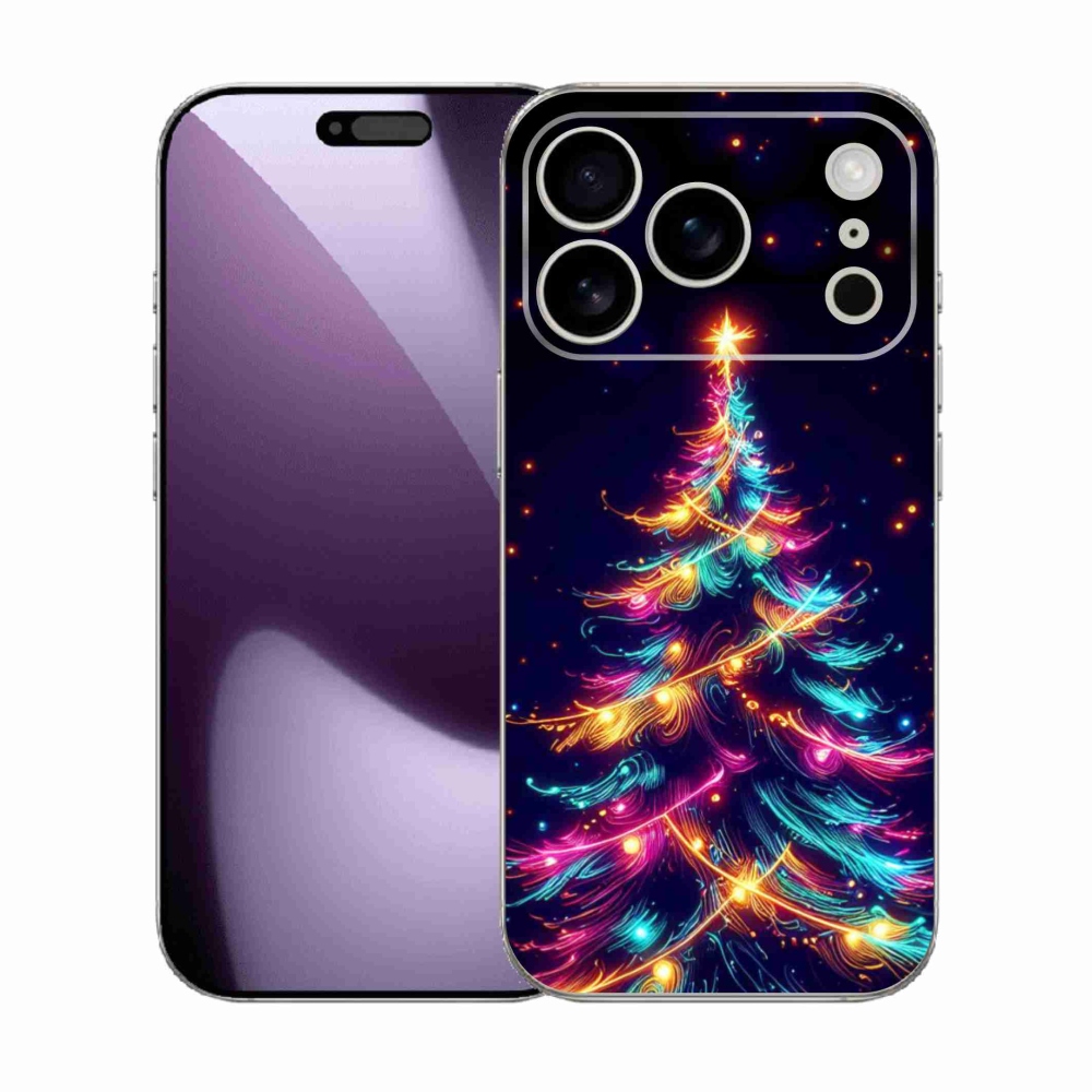 Gélový kryt mmCase na iPhone 17 Pro - neónový vianočný stromček