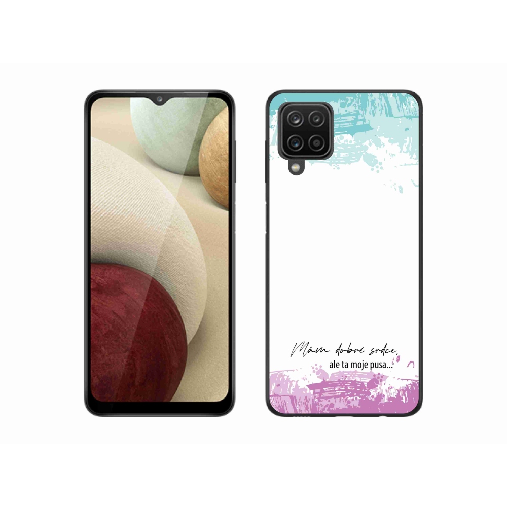Gélový kryt mmCase na Samsung Galaxy A12 - vtipný text 3 biele pozadie