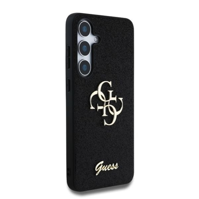Guess PU Fixed Glitter 4G Metal Logo Zadný Kryt pre Samsung Galaxy S25 Black