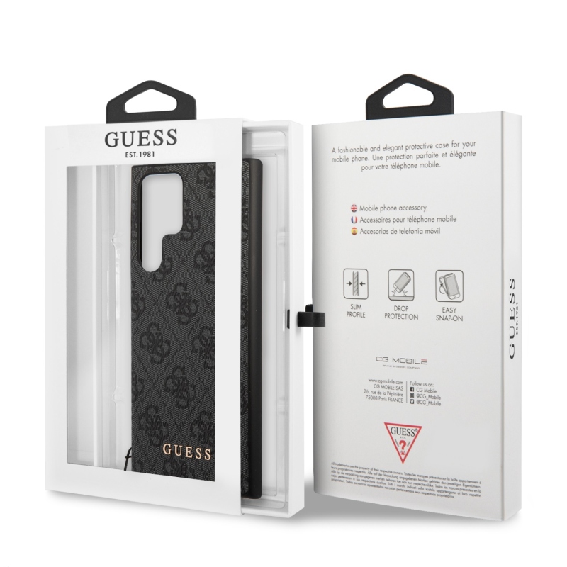 Guess 4G Charm Zadný Kryt pre Samsung Galaxy S24 Ultra Grey