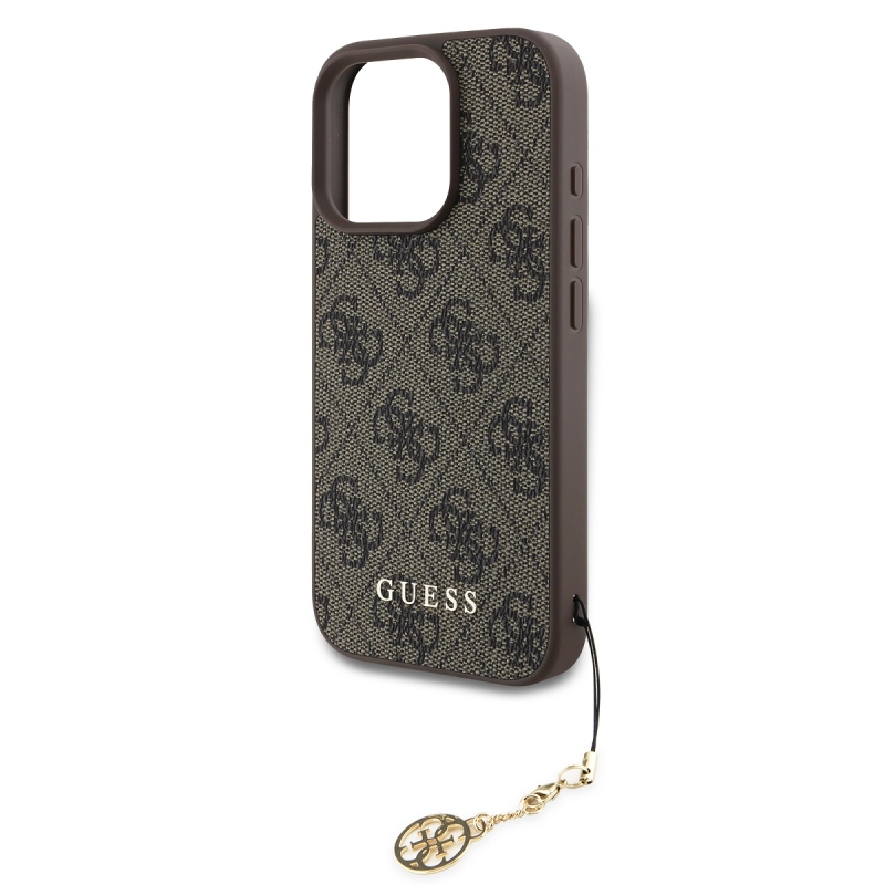 Guess 4G Charm Zadný Kryt pre iPhone 16 Pro Tone on Tone Brown