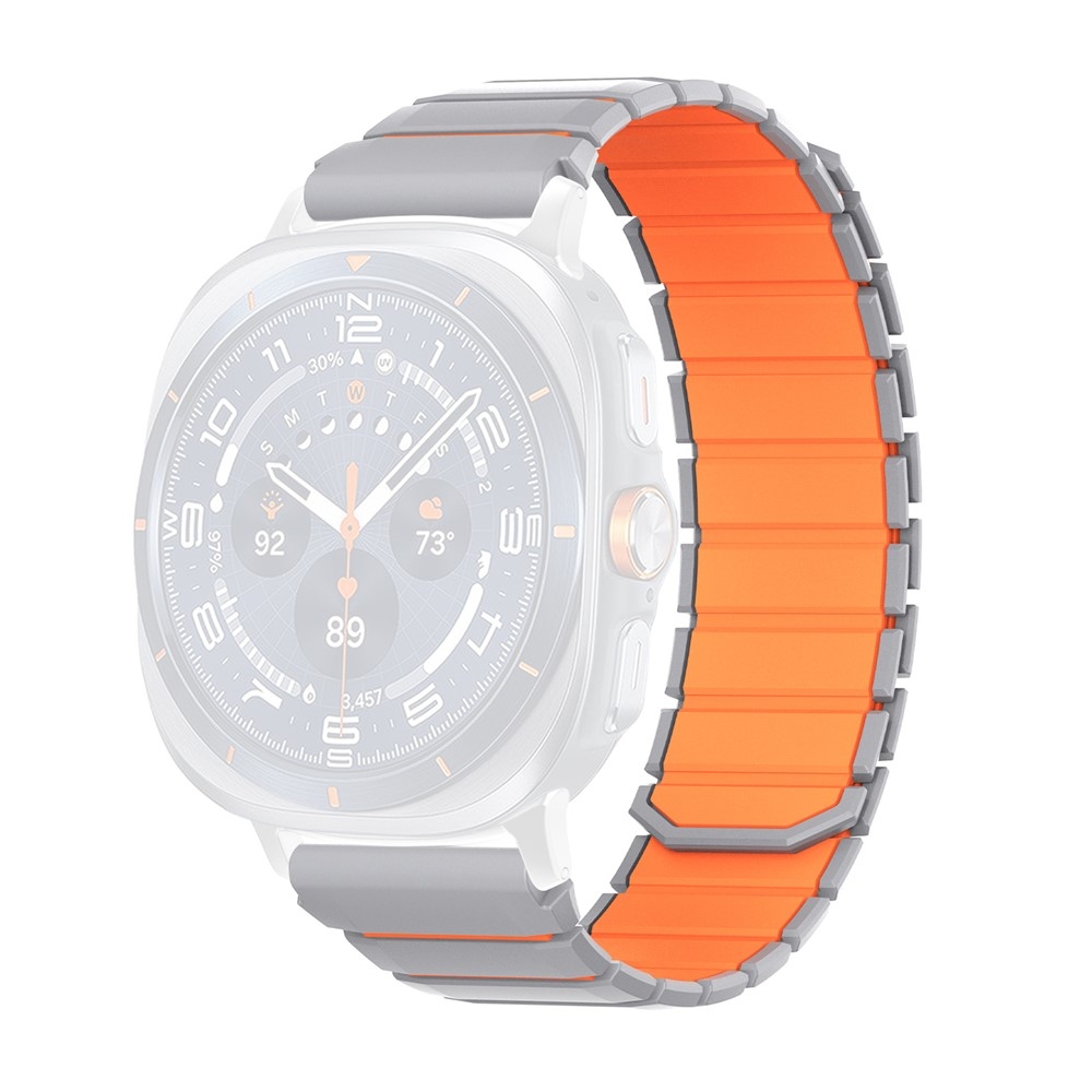 Magnete silikónový remienok na Samsung Galaxy Watch9 40mm/44mm/Watch8 44mm/40mm/Watch8 Classic 46mm - šedý/oranžový