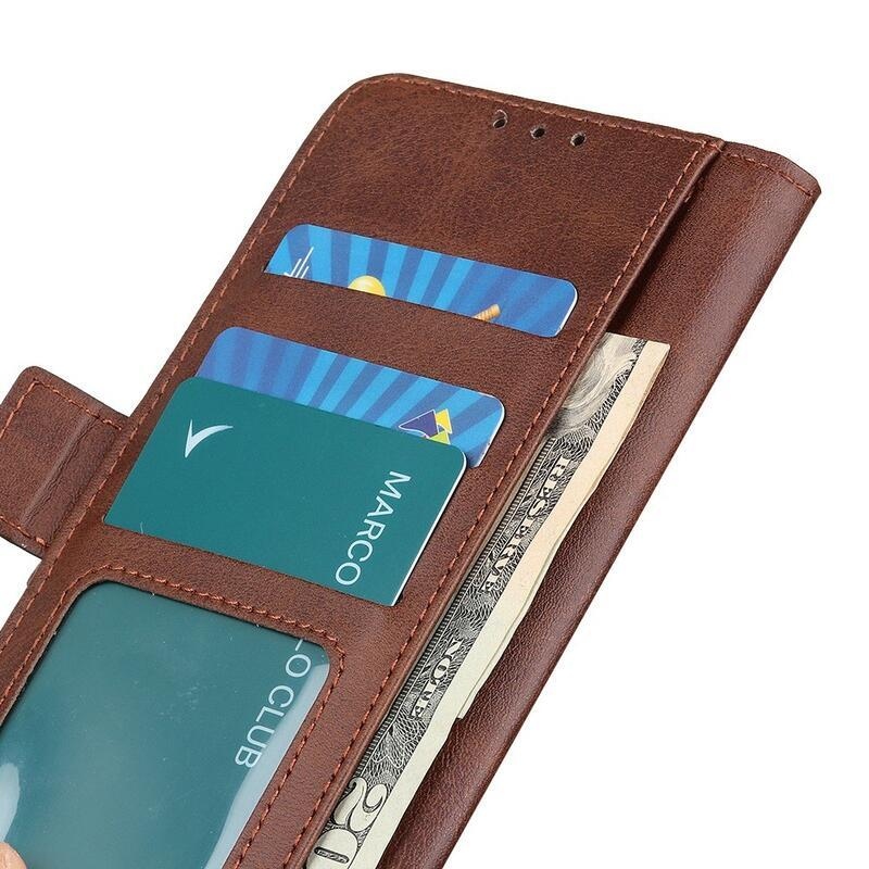 Magnetic PU kožené peňaženkové púzdro na mobil Samsung Galaxy M23 5G - kávové