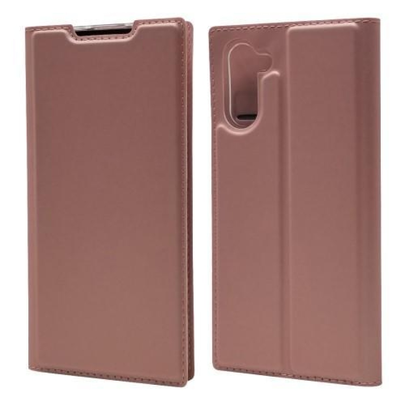 Magnetic PU kožené puzdro na mobil Samsung Galaxy Note 10 - ružovozlatá