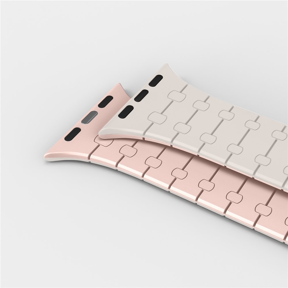 Magnetic silikónový remienok na Apple Watch Ultra 4/3/2/1 49mm/12/11/10 46mm - béžový/ružový