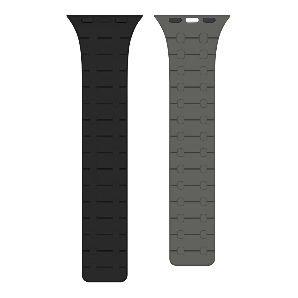 Magnetic silikónový remienok na Apple Watch Ultra 4/3/2/1 49mm/12/11/10 46mm - čierny/sivý