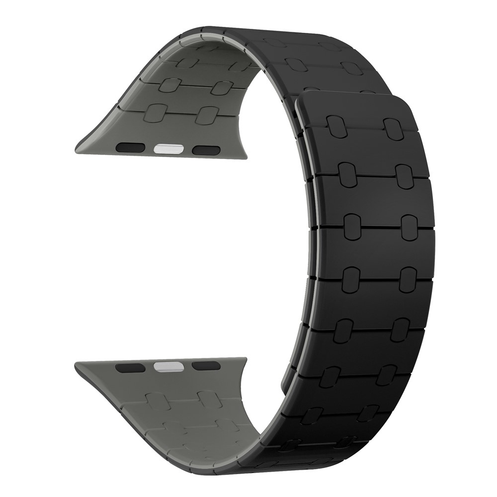 Magnetic silikónový remienok na Apple Watch Ultra 4/3/2/1 49mm/12/11/10 46mm - čierny/sivý